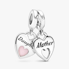 Mother Daughter Splittable Heart Charm and Bracelet Set 2 Quantity