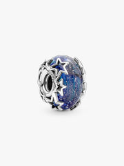 Galaxy Blue & Star Murano Charm Sterling silver