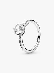 Clear Sparkling Crown Solitaire Ring Sterling silver