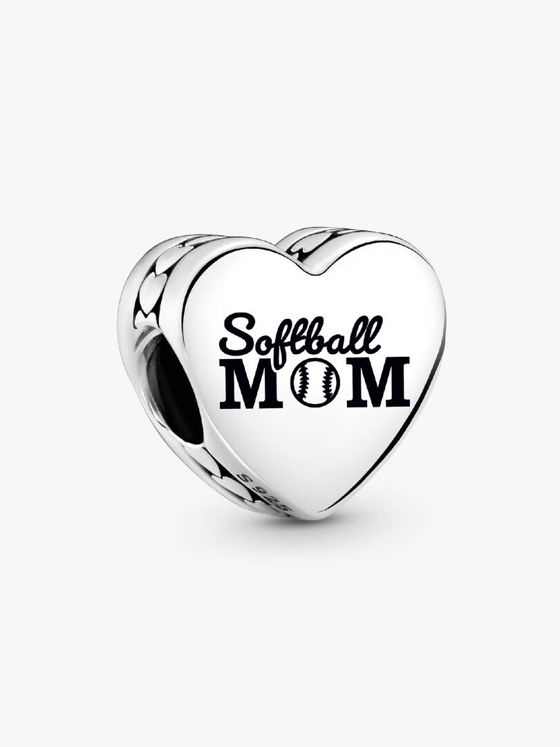 Softball Mom Heart Charm Sterling silver