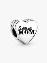 Softball Mom Heart Charm Sterling silver