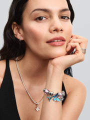 Sparkling Huggie Hoop Earrings Sterling silver