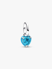 Turquoise-colored Heart Mini Dangle Charm Sterling silver