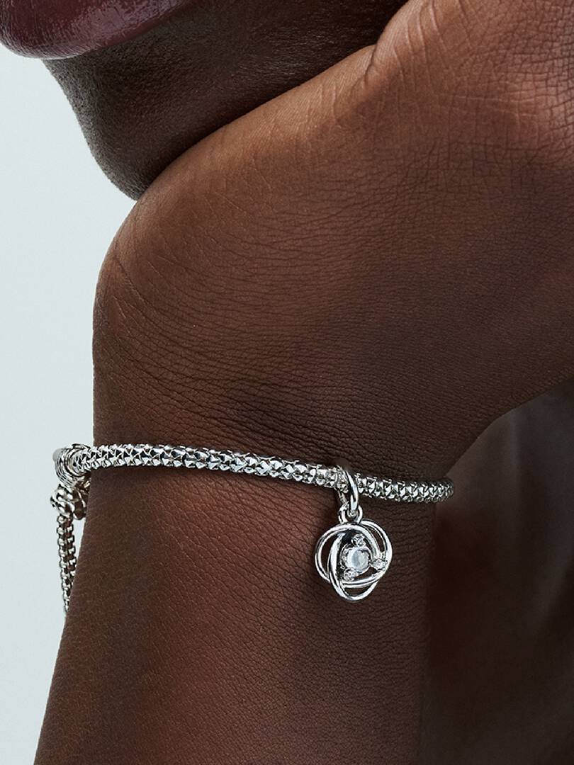 FINAL SALE - Clear Eternity Circle Dangle Charm Sterling silver