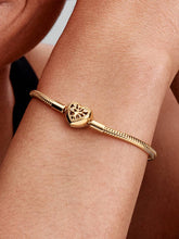 Family Tree Heart Clasp Snake Chain Bracelet 14k gold plating
