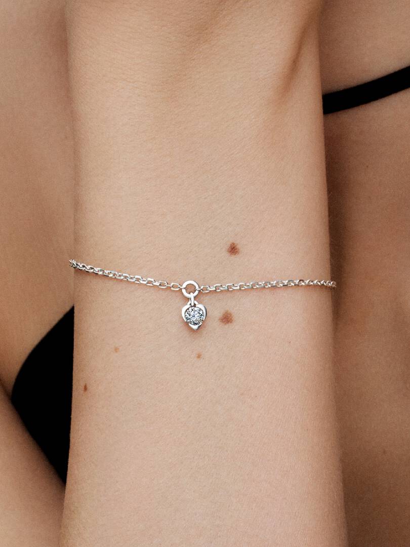 FINAL SALE - Pandora Talisman Sterling Silver Lab-grown Diamond Heart Chain Bracelet 0.25 ct TW, Sterling silver