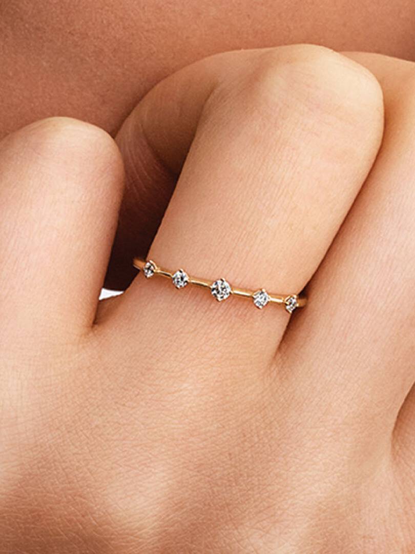 Pandora Era Lab-Grown Diamond Station Ring 0.11 ct TW, 14k gold