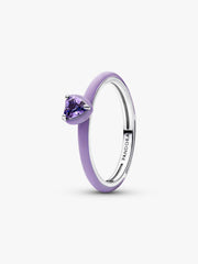 Purple Chakra Heart Ring Sterling silver