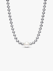 FINAL SALE - Treated Freshwater Cultured Pearl & Beads Collier Necklace Sterling silver