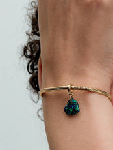 FINAL SALE - Opalescent Green Heart Dangle Charm 14k gold plating