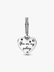 FINAL SALE - Shooting Star Hearts Double Dangle Charm Sterling silver, 14k gold plating