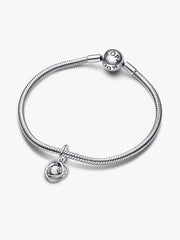 FINAL SALE - White Eternity Circle Dangle Charm Sterling silver