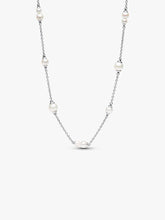 FINAL SALE - Treated Freshwater Cultured Pearl Station Chain Necklace Sterling silver