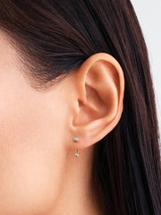 Pandora Era Bezel Lab-Grown Diamond Ear Jacket Stud Earrings 0.10 ct TW, 14k gold