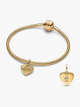 BE LOVE Engravable Golden Love Heart Charm Bracelet Set 2 Quantity