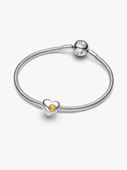 Engravable Honey Stone Heart Charm Sterling silver