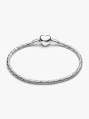 Heart Clasp Faceted Snake Chain Bracelet Sterling silver