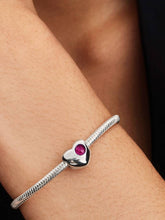 Engravable True Red Stone Heart Charm Sterling silver