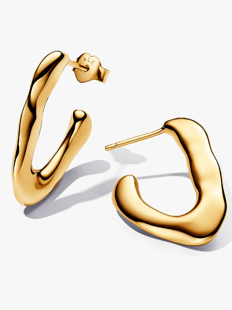 Organically V-shaped Open Hoop Earrings 14k gold plating