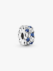 FINAL SALE - Clear & Blue Sparkling Clip Charm Sterling silver