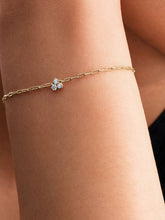 Pandora Era Bezel Lab-Grown Diamond Cluster Paperclip Chain Bracelet 0.10 ct TW, 14k gold