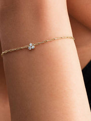 Pandora Era Bezel Lab-Grown Diamond Cluster Paperclip Chain Bracelet 0.10 ct TW, 14k gold
