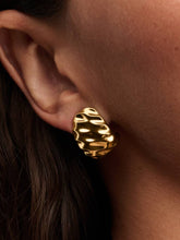 FINAL SALE - Rippled Wide Hoop Earrings 14k gold plating