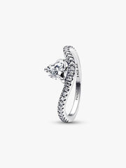 Wavy Pavé Heart Ring Sterling silver