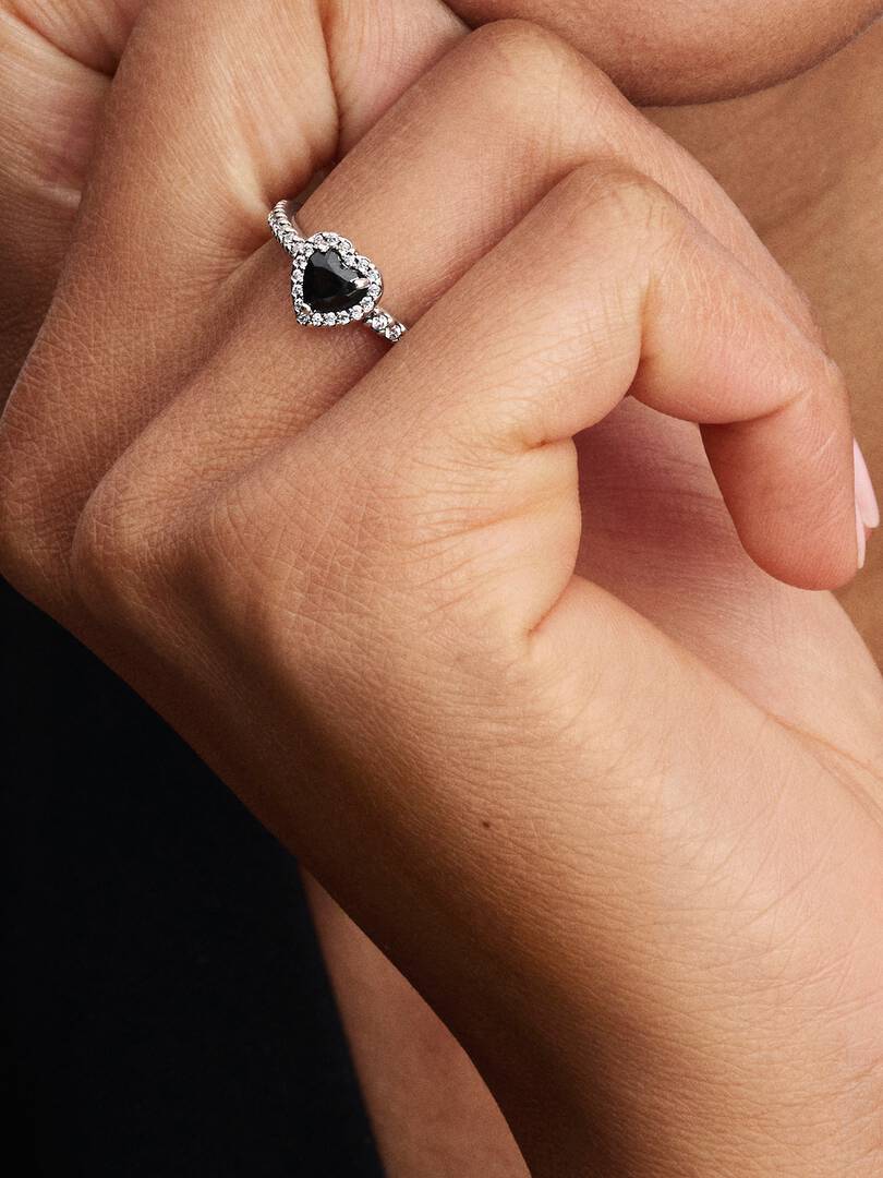 Elevated Black Heart Ring Sterling silver