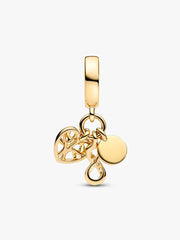 Family Infinity Triple Dangle Charm 14k gold plating