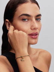 Airplane, Globe & Suitcase Triple Dangle Charm 14k gold plating