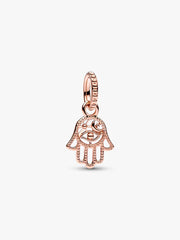 FINAL SALE - Protective Hamsa Hand Dangle Charm 14k rose gold plating