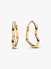 Asymmetrical Heart Hoop Earrings 14k gold plating