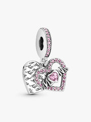 Heart & Mom Dangle Charm Sterling silver