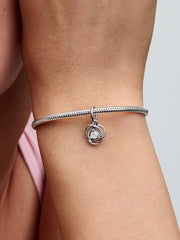 FINAL SALE - White Eternity Circle Dangle Charm Sterling silver