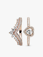 Heart of Rose Princess Wishbone Stacking Ring Set 2 Quantity