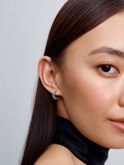 FINAL SALE - Sparkling Hearts Open Hoop Earrings Sterling silver