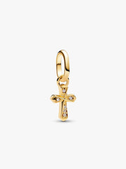 Sparkling Cross Mini Dangle Charm 14k gold plating