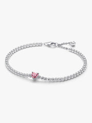 Pink Sparkling Heart Tennis Bracelet Sterling silver