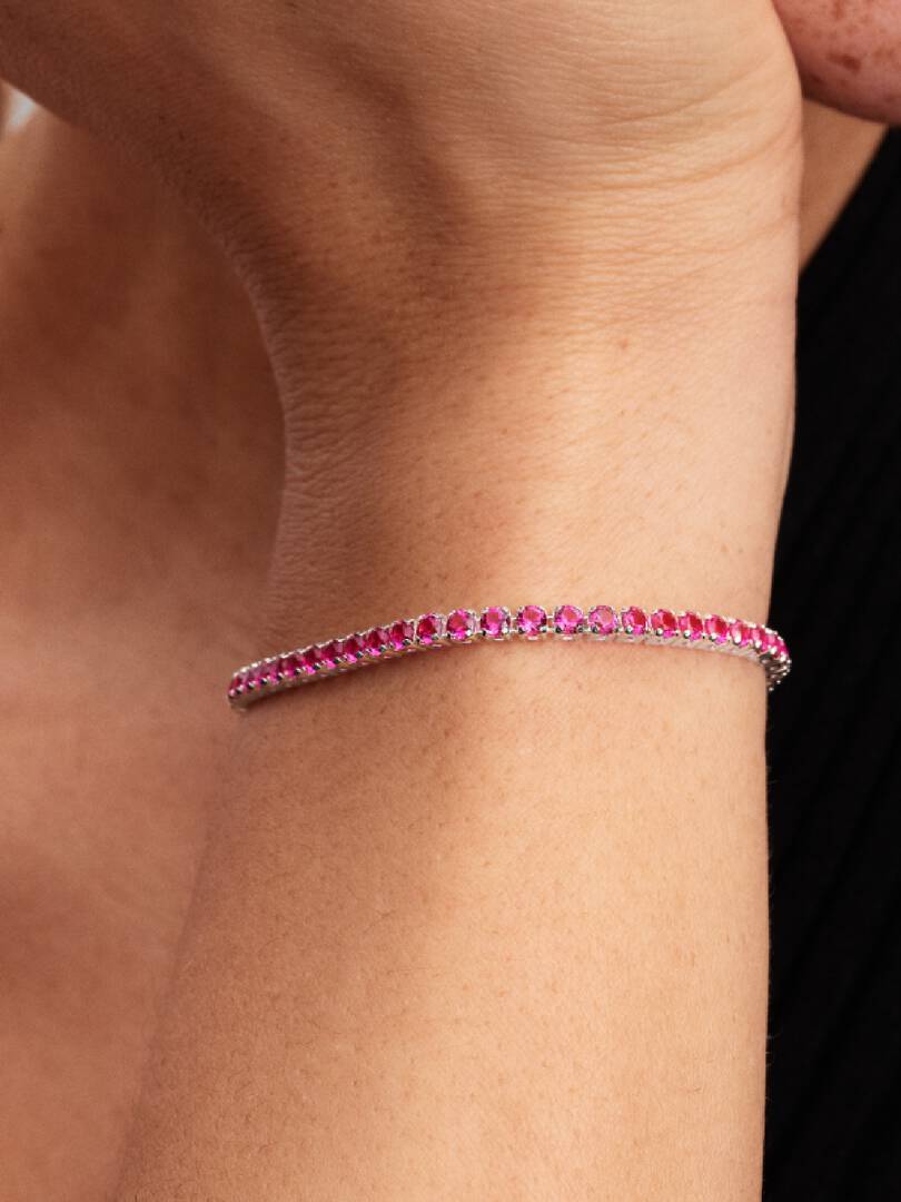 Sparkling Pink Tennis Bracelet Sterling silver