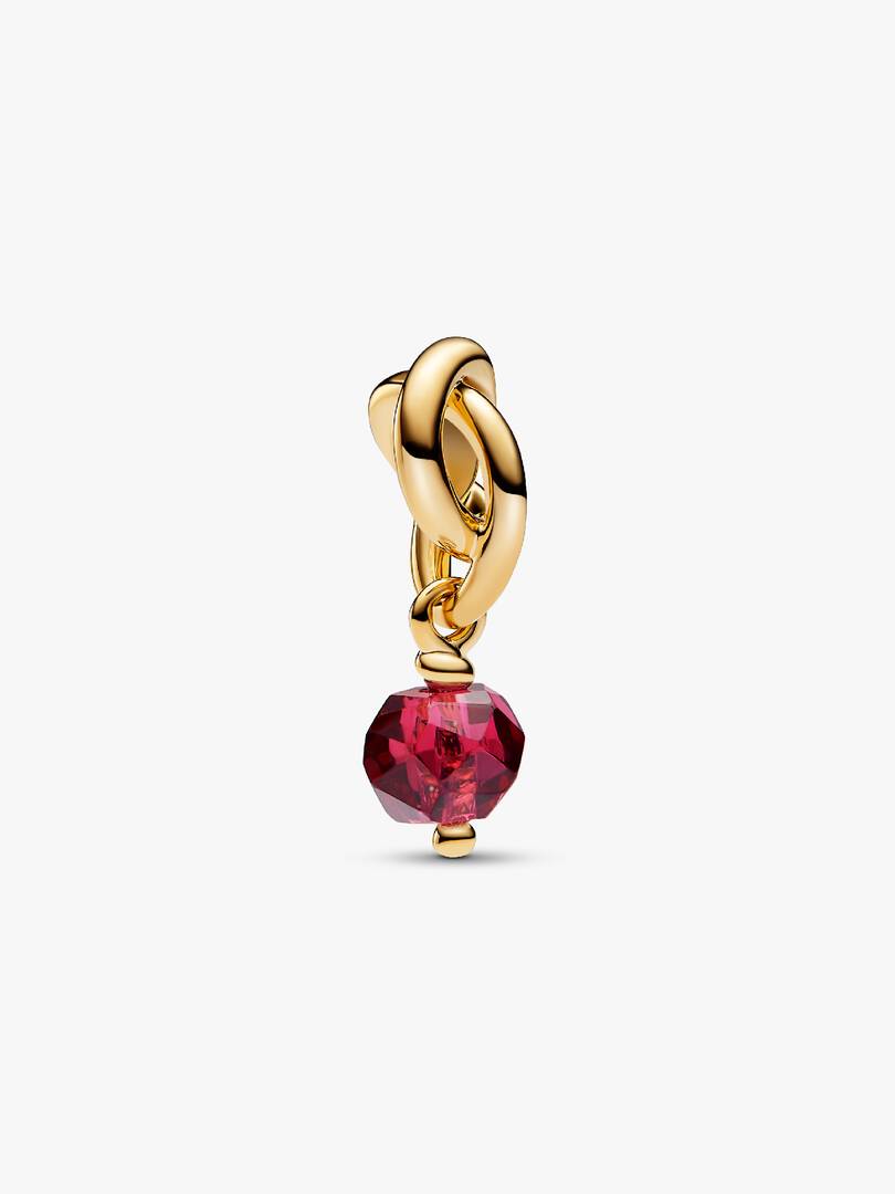 Faceted True Red Eternity Circle Dangle Charm 14k gold plating