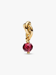 Faceted True Red Eternity Circle Dangle Charm 14k gold plating