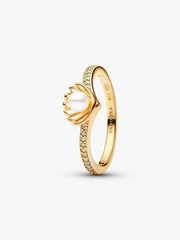 Disney Princess Ariel Shell Treated Freshwater Cultured Pearl Ring 14k gold plating