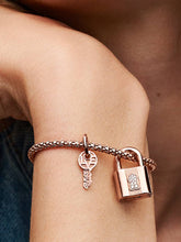 Padlock & Key Dangle Charm 14k rose gold plating