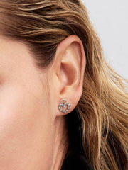 Sparkling Heart Padlock Stud Earrings Sterling silver