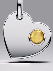 April Engravable Heart Clear Stone Dangle Charm Sterling silver