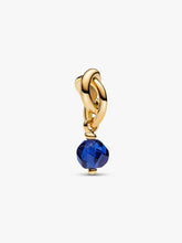 Faceted Blue Eternity Circle Dangle Charm 14k gold plating