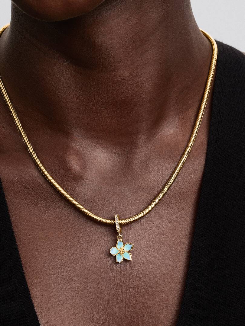 Blue Blossom Dangle Charm 14k gold plating
