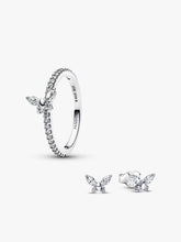 Sparkling Clear Butterfly Ring and Earring Set 2 Quantity