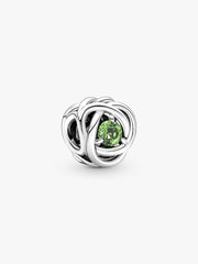 August Spring Green Eternity Circle Charm Sterling silver